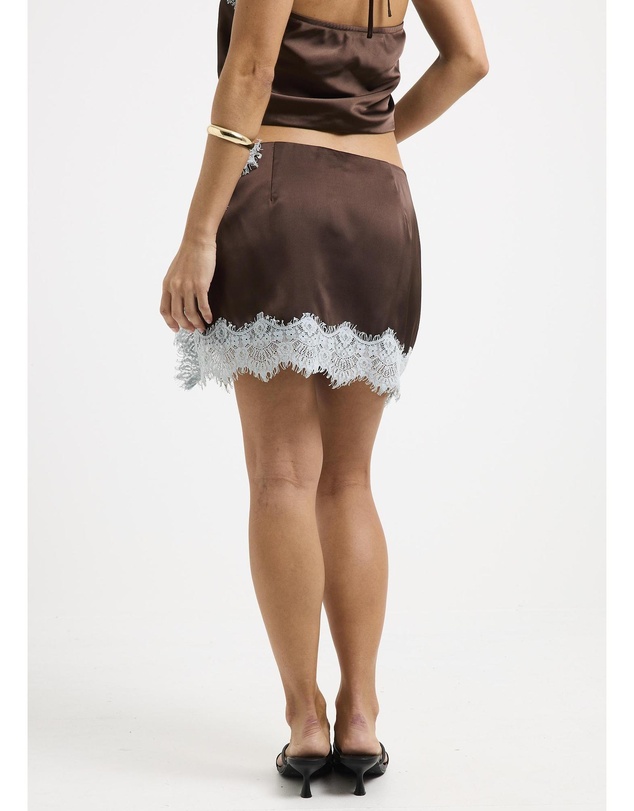 Alice In The Eve - Naomi Satin Lace Mini Skirt