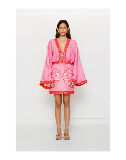 The Wolf Gang - Concha Long Sleeve Mini Dress - Candy Shell