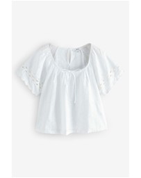 NEXT - Broderie Short Sleeve Ric Rac Top