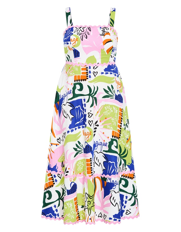 City Chic - Plus size Shani Print Maxi Dress - pink
