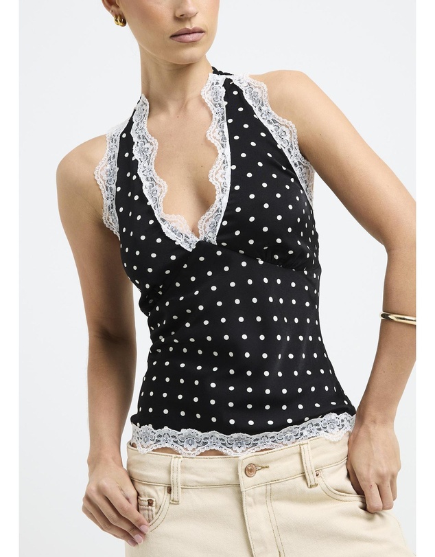 Alice In The Eve - Macko Polka Lace Halter Top