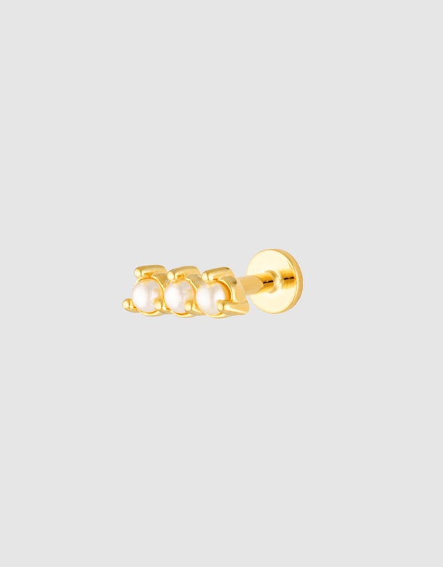 HOUSE OF SLANI - Mila Flat Back Pearl Bar Ear Stud Piercing