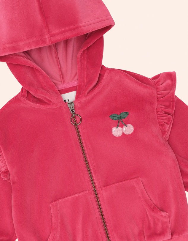 Huxbaby - Very Cherry Velour Zip Up Hoodie - Babies