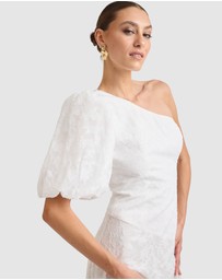 Honey and Beau - Stanley One Shoulder Puff Sleeve Dress