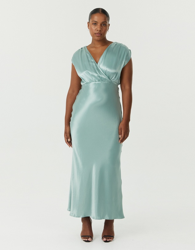 Third Form - Satin Cross Over Gather Dress