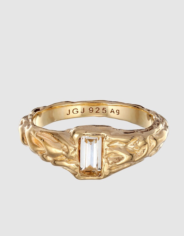 Elli Jewelry - Elli Jewelry Topaz Signet Ring in Gold-Plated 925 Silver
