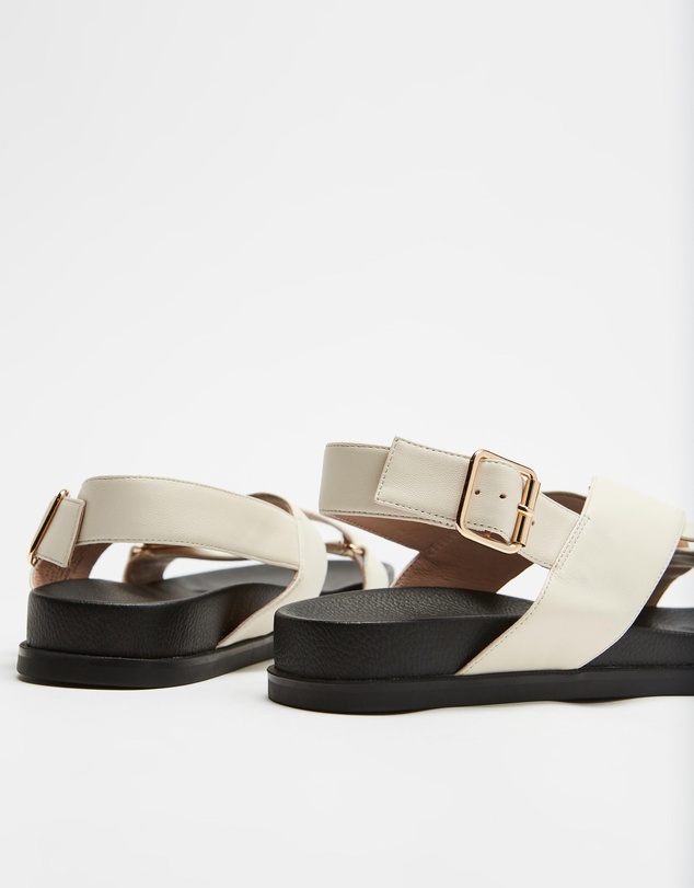 AERE - Crossover Leather Footbed Sandals