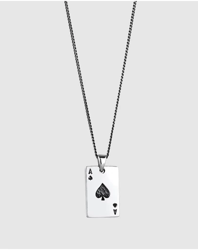 Kuzzoi - ICONIC EXCLUSIVE - Ace of Spades Card Pendant Necklace in 925 Sterling Silver