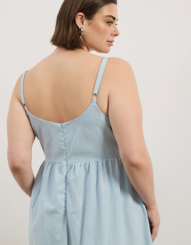 Atmos&Here Curvy - Alex Linen Blend Empire Waist Midi Dress