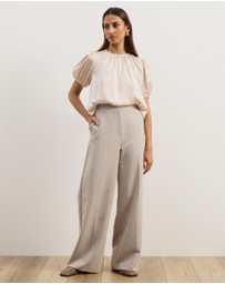 Atmos&Here - Everly Satin Puff Sleeve Blouse