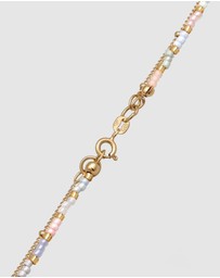 Elli Jewelry - Necklace Layer Ball Glass Bead 925 Sterling Silver Gold-plated