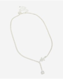 Lovisa - Silver Plated Cubic Zirconia Flower Cup Chain Y-Necklace