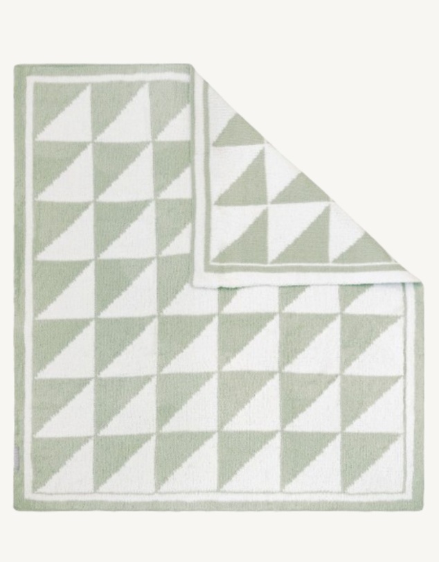 Living Textiles - Chenille Blanket - Sage Triangles