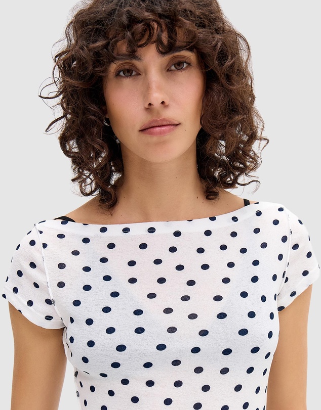 BDG By Urban Outfitters - Frankie Short Sleeves Polka Dot Top