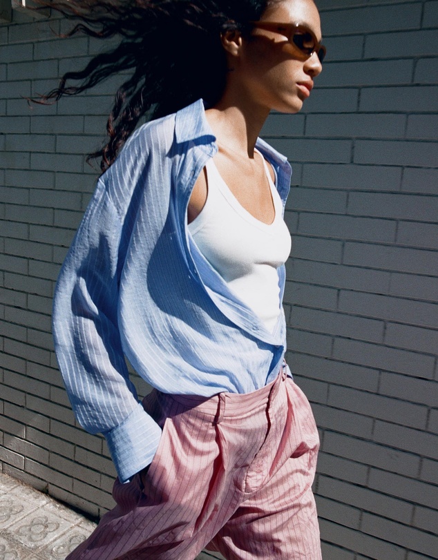 M.N.G - Striped Lyocell Shirt