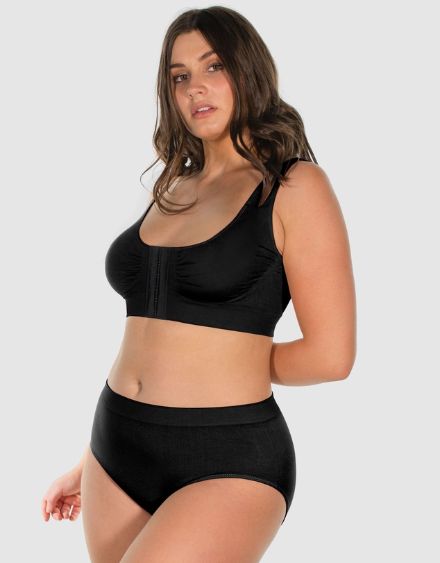B Free Intimate Apparel - Bamboo Padded Front Closure Wire Free Bra (B-C-D-DD) Cup