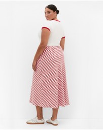 City Chic - Plus size Western Gingham Midi Skirt - rust