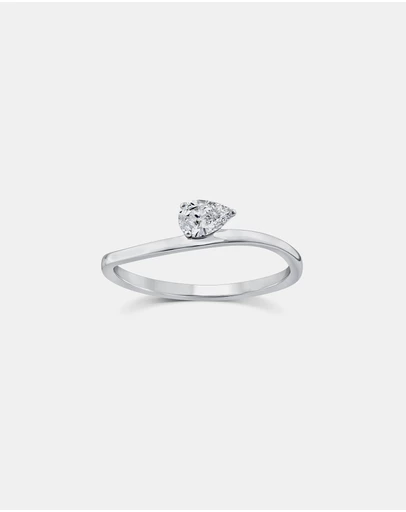 Zoe Olivia - 9K White Gold Offset Pear Lab Grown Diamond Ring