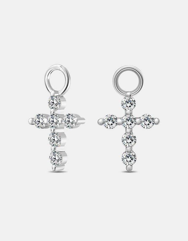 Mestige - Faith Cross Hoops - Silver Plated