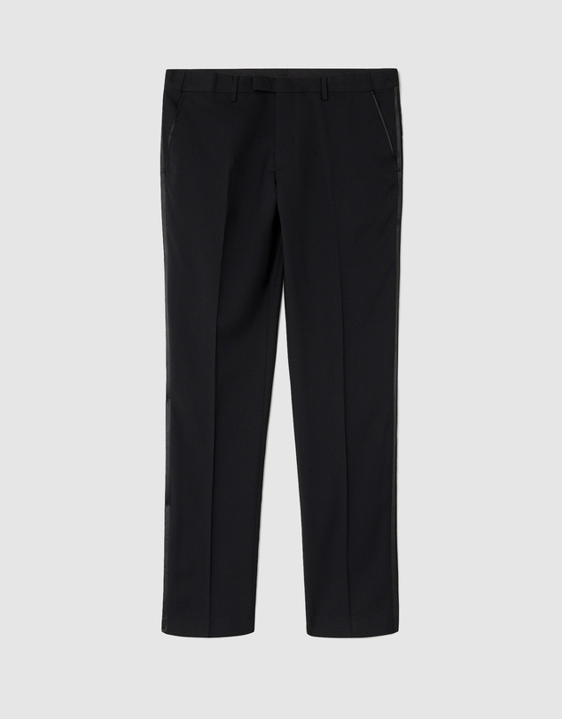 Politix - Slim Fit Premium Wool Silk Tuxedo Pant With Satin Side Stripe
