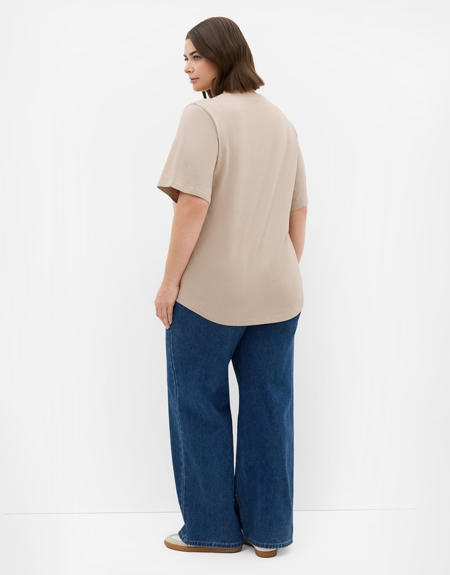 City Chic - Plus size Soho Curved Hem Tee - stone