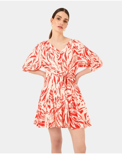 Forcast - Vienna V-Neck Tie Dress