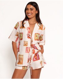 Petal & Pup - Aaliyah Tie Front Top - White Multi