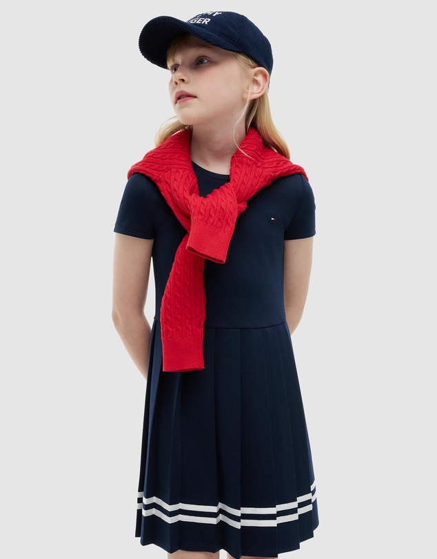 Tommy Hilfiger - Pleated Short Sleeve Skater Dress - Teens