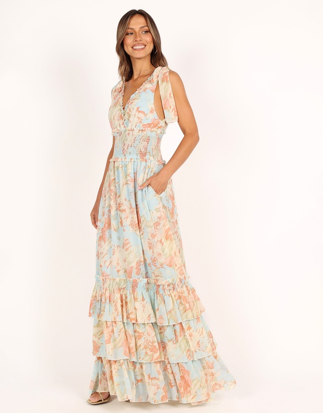 Petal & Pup - Christabel Tiered Maxi Dress - Blue Floral