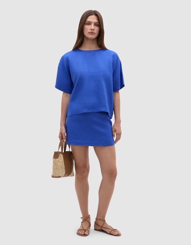 Seed Heritage - Core Linen Curve Hem Mini Skirt