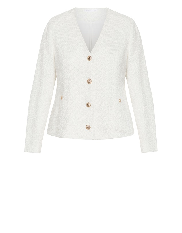 City Chic - Plus size Annabelle Boucle Jacket - cream