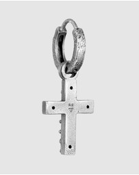 Haze & Glory - ICONIC EXCLUSIVE - Earrings Black Gemstone Cross Hoop 925 Sterling Silver