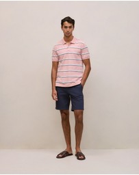 Trenery - Cotton Pique Double Stripe Polo in Light Pink