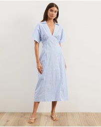 Atmos&Here - Isobel Cotton Poplin Stripe Shirt Midi Dress