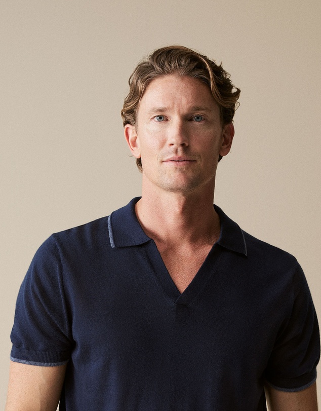 Trenery - Merino Knit Polo in Navy