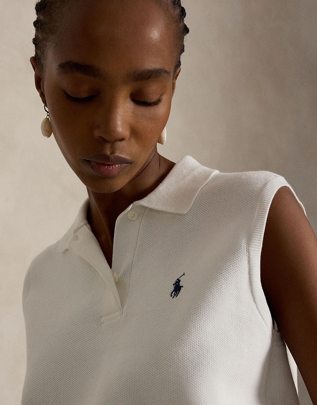 Polo Ralph Lauren - Cotton Cropped Sleeveless Polo Sweater