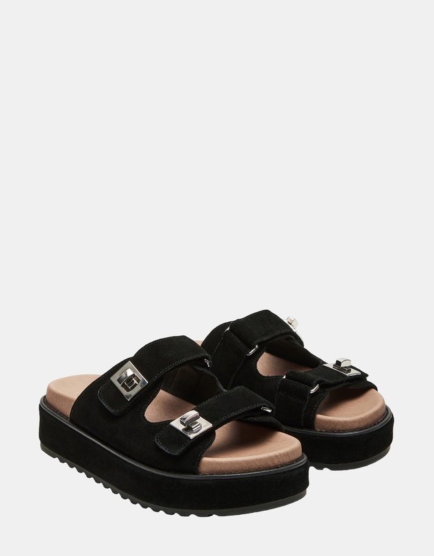 Steve Madden - Bigschmona Black/Black Suede Sandals