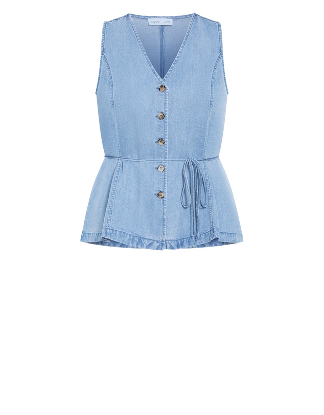 City Chic - Plus size Evani Soft Denim Vest - light wash