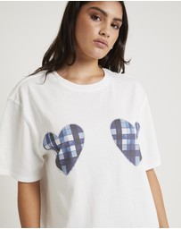 Alice In The Eve - Gingham Heart Oversized T-Shirt