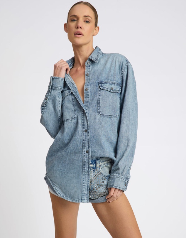 ONE TEASPOON - 25th Anniversary Limited Edition Everyday Studded Denim Shirt - Salty Dog
