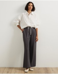 Atmos&Here - Cally Contrast Waist Wide Leg Pants