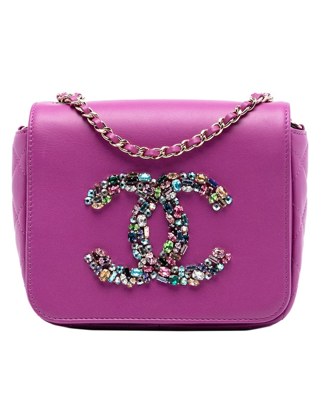 Pre-Loved by Azura Reborn - Pre-Loved Mini Lambskin Giant Crystal CC Flap