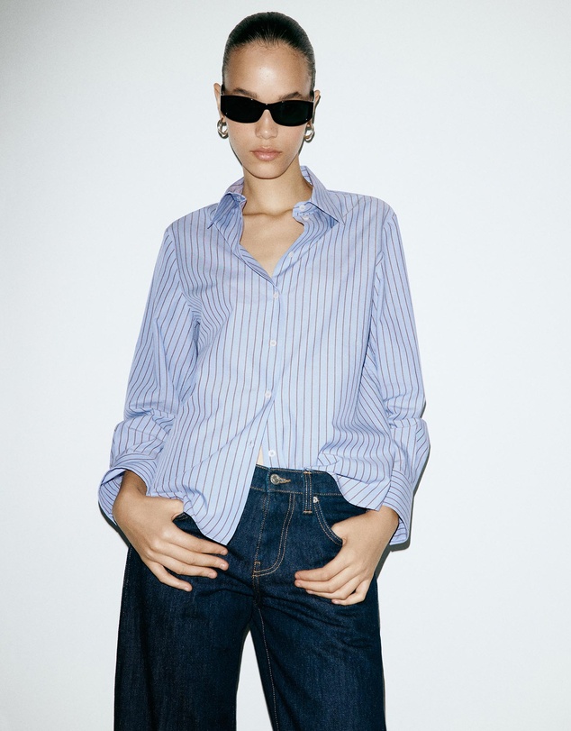 M.N.G - Striped Cotton and Lyocell Shirt