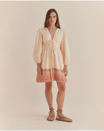 Amelius - Peach Paisley Mini Dress