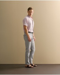 Trenery - Stretch Cotton Dobby Pant in Lake Grey