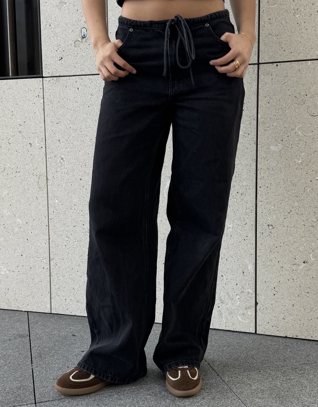 Dazie - Budapest Tie Front Low Rise Straight Leg Jeans