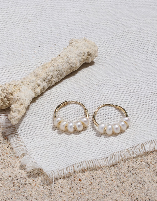 Elli Jewelry - Freshwater Pearl Hoop Earrings in Gold-Plated 925 Silver