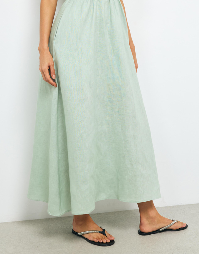 AERE - Bria Wrap Halter Linen Maxi Dress