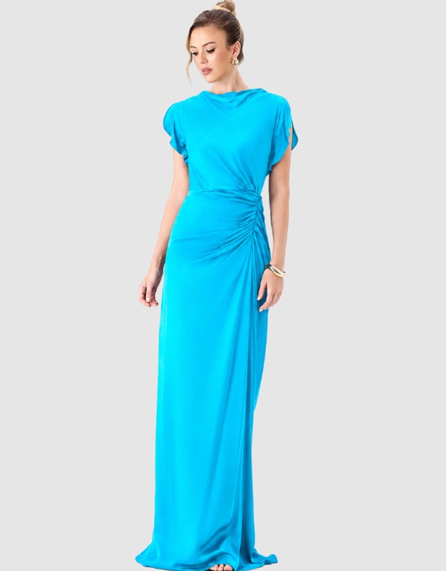 Bariano - Rasmi Ruched Satin Gown