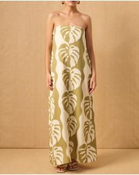 MON RENN - Midsummer Palm Strapless Dress